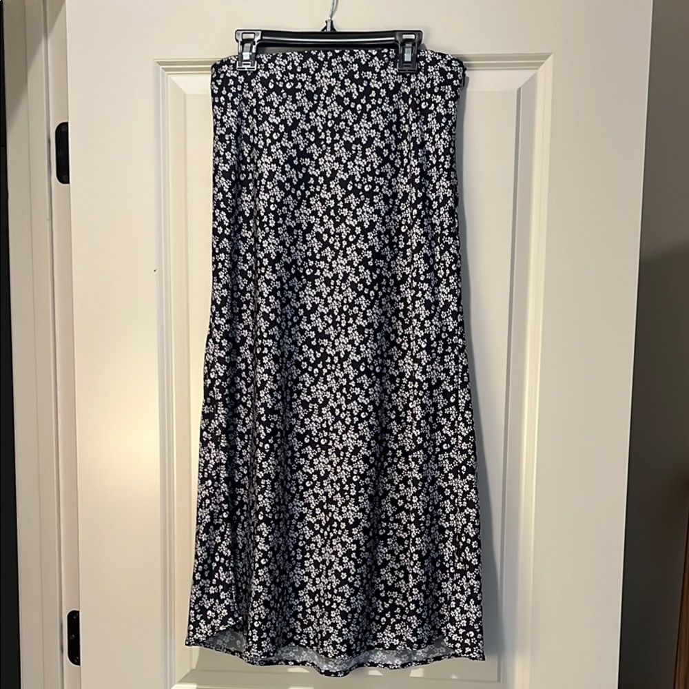 Urban Outfitters Black and White Midi A-Line Slip Skirt